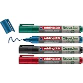 edding 28 EcoLine beyaz yazı tahtası kalemi, 4'l&uuml; set, karışık renkler, yuvarlak u&ccedil;, yeniden doldurulabilir
