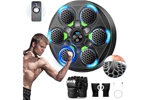 YORWHIN Smart Wall Mounted Music Boxing Machine with 9-Level Speed & Mode Adjustment, USB Charging One Punch Boxing Game Training Equipment with Bluetooth Connection & LED Light