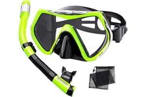 OTOWAVING Snorkel Set Adults,Dry-Top Snorkeling Gear,Anti-Fog Tempered Glass Panoramic Mask, Anti-Leak Snorkelling Kit with Carry Bag for Swimming,Scuba Diving & Travel