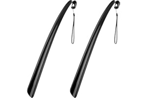 DK177 2-Stück Schuhlöffel, Schuhlöffel Lang 17"/43cm - Ergonomisches Design - Superstarker Kunststoff, Bequem und Leicht zu Verstauen, Geeignet für EU Männer, Frauen, Senioren und Kinder (Schwarz)