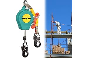 RSHJD Antichute a Rappel Automatique 10m, Équipement de Protection Individuelle Haute Altitude, Harnais Securite Anti-Chute Rétractable pour Toiture et D'échafaudage,Charge:150kg
