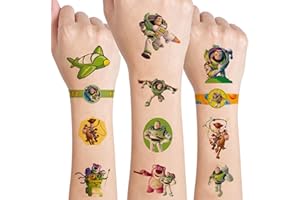 FRESHOER Toy Story - Set di adesivi per tatuaggi temporanei per bambini, 4 fogli