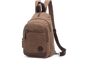 VARLIVOO Retrò Sling Bag Uomo Zaino Monospalla Borse a Spalla Crossbody Bag Sport all'aperto Escursionismo Viaggio Pendolarismo Campeggio Ciclismo Alpinismo Scuola Tela