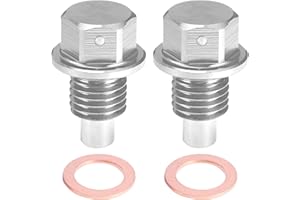A ABSOPRO 2 Pieces Oil Drain Plug M12 x 1.5 Oil Drain Plug with Sealing Ring Car Oil Plug Kit Oil Pan Pan Silver