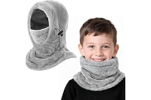 AYPOW Pasamontañas Térmico de Invierno Niños 3-9,Multifuncional Prueba de Viento Ajustable Máscara De Esquí Ciclismo,Sombreros Gorro Forro Polar Cálido,Calentador de Cuello Mascarilla para Niños Niñas