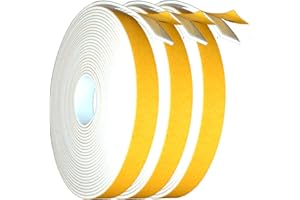 SEIYOGDS 15m Joint Porte Mousse Adhésif, Joint en bande d'Isolation Phonique, Joint Isolant en Mousse Caoutchouc, Isolation Phonique et Froid (3 rouleaux de 5m chacun) (12mm(Largeur) x 1.5mm(Épaisseur), Blanc)