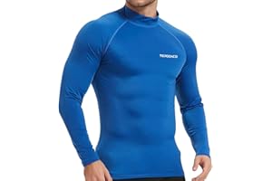 TERODACO Rash Vest Mens Long Sleeve Swimming Shirts for Men UV Sun Protection Compression Wetsuit Top Mens Diving Surfing Rash Guard Base Layer,Fast Dry Stretchy Breathable