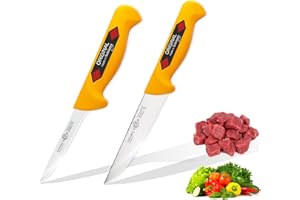 EIKASO Solingen, set di 2 coltelli da macellaio, da professionisti, per professionisti e privati, coltello da disossamento da carne, in acciaio molibdeno 1.4116, antiruggine, manico in polipropilene