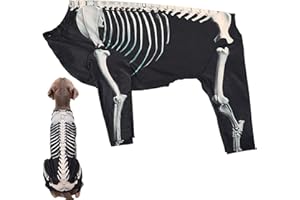 GETEAWILY Halloween-Kostüm für Hunde, Skelett-Kostüme für Hunde und Katzen, Skelett-Kleidung, Haustier-Kostüm, Overall, Halloween-Kostüm-Zubehör