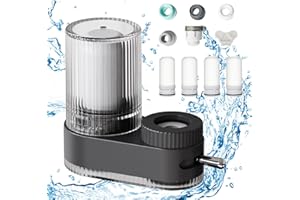 JINSENTGG Flowpure Tap Purifier, 7-Stage Tap Water Filter System, Composite Cartridge Water Filter Tap Suitable For Most Faucets, Removes Sand, Chlorine, Heavy Metals, Lead, And More (Four cores)