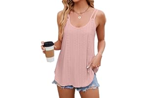 KALOEY Women's Sleeveless Tank Tops - Ladies Loose Fit Vest Soft Breathable Stretchy Cami with Scoop Neck Casual Vest for Summer
