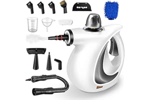 KNUBBUF Red Hut Steam Cleaner, Handheld Handheld Steam Cleaner, 3.2 Bar Steam Pressure, 1050 Watt Handheld Steam Cleaner, Steam Cleaner with 12 Attachments, for Floors, Windows, Furniture (1 Set)