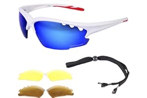 Rapid Eyewear Breeze Lightweight WHITE SPORTS SUNGLASSES with Interchangeable Polarised and Low Light Lenses. For Men & Women. Ideal Cricket, Beach Volleyball and Tennis Glasses. UV400 Protection