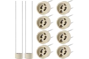 Tsling 10 PCS GU10 Lamp Holders and Leads,GU10 Ceramic Lamp Bases,2A 250V gu10 lamp holder sockets,with 0.75mm² Silicone Leads,Connector Adapter for LED CFL Bulb Spotlights Downlights Halogen