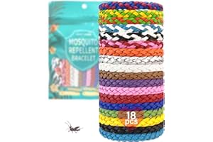 TOGETDREAM Mosquito Repellent Bracelet 18 Pack, Adjustable Leather Mosquito Bands Deet-Free Natural Insect Repellent Wristbands for Adults & Kids Insect Repellent Bracelet 300 Hour Insects Protection Fashion(B)