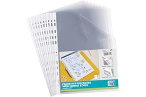 Elba Buste perforate trasparenti per documenti grande formato 24 x 32 – polipropilene – Bustina di 50, 50 Pezzi