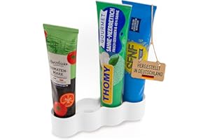 Luminick Tubenhalter, Tubenständer, Kühlschrank Organizer weiß für 4 Tuben, für Senf, Mayo, Tomatenmark etc., Ordnung, Hygiene und Sichtbarkeit, Halterung für Standardtuben