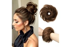 SPIKFN Real Hair Bun Set, 100% Human Hair, Natural Doughnut Hairpiece, Updo Hairstyle, Messy Hair Accessories for Women (#04 Medium Brown)