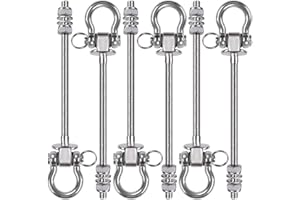 BENELABEL Besthouse 6 Piezas Tarea Pesada Ganchos de Techo, Anclaje de Techo con SUS304 Acero Inoxidable 180 ° Girar, Yoga, Hamacas, Sillón Colgante, Sacos de Boxeo, Capacidad 800Kg