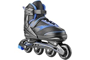 WeSkate Inline Skates, Adjustable Roller Skates with All Light Up Wheels 2 Colors and 3 Sizes Inline Skates Blades for Kids Boys Girls Men Women