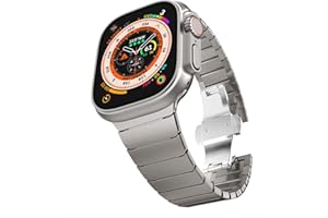 KADES Kompatibel mit Apple Watch Armband , Herren Damen Edelstahl Gliederarmband für iWatch Ultra 2/Ultra Series 9 8 7 SE Series 6 5 4 3 2 1 49mm 45mm 44mm 42mm,Titan