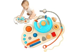 caterbee Giocattolo Montessori per Bambini, Volante con Luci e Suoni, Multicolore (Rosso)