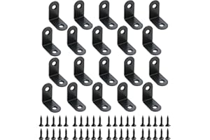 NODCOWS 20 Piezas Soporte de Esquina, Soportes de ángulo de Acero Inoxidable 90 Grados, Conectores Angulo en Forma de L con 40 Tornillos, para Fijación de Estantes o Reparar Muebles (Negro) (30x30mm 20pcs)