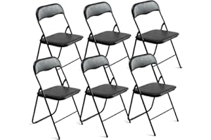THE SECRET HOME – Pack de 6 Sillas Plegables de PVC y Metal – Alto. 80 cm x Ancho. 45 cm – Asiento Auxiliar para el Hogar - Silla con Patas Antideslizantes - Color Negro