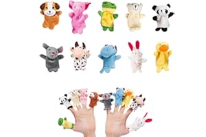GEGXCN 10 Pack Finger Puppets for Toddlers - Adorable Animal Plush Toys for Kids, Perfect for Storytelling, Role-Playing & Party Favours