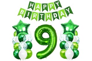 BLUELVES Luftballon 9. Geburtstag Grün,Geburtstagsdeko Junge 9 Jahre Grün,Riesen Folienballon Zahl 9,Ballon 9 Deko zum Geburtstag,Helium Ballon 9