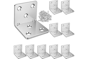 Xyxu L Brackets for Wood, 10pack Heavy Duty 40x40x40mm Metal Right Angle Corner Brackets for Wood with Screws, 2mm Thick Galvanised Steel 90 Degree L Shaped Bracket as Joining Fixing Repair Connector