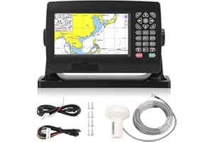 WEIKEYA Satellite GPS Navigator, 50000 Waypoints Dual Map System Intelligent Broadcast Multiple Languages GPS Chart Plotter with GNSS Antenna for Boat,Boat,Yacht Spare Parts