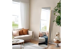 YMOND Gold Floor Mirror 59x18 inch, Standing Full Length Mirror, Golden Metal Wall Mounting Body Mirror, Long Hanging Mirrors for Dressing Room, Bedroom, Living Room (151x46 cm)