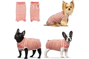 Hipet Erholungsanzug für Hunde Katzen nach der Operation, männlich/weiblich, verhindert Lecken, Bauchwunden, Spay oder Hautkrankheiten, E-Halsband-Alternative für Haustiere (XXL, pink gestreift)