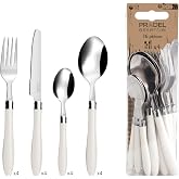 Pradel Essentiel R&eacute;glisse Cutlery Set 16 Pieces 18/0 4 People, Cream | Silverware Set for 16, Sleeps 4, 18/0 Stainless Steel,
