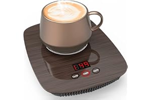 GREATCHI Mug Warmer-Coffee Warmer Auto Shut Off for Office Home Desk Use, 25w Electric Beverage Warmer with 3 Temperature Settings 131℉,149℉,167℉ Plate for Coffe Cocoa Tea Water Milk-Wood Color Not include cup