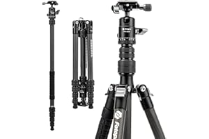 Fotopro 59" Carbon Fibre Tripod for Camera, Lightweight Travel Tripod with Ball Head for DSLR, Compact Detachable Monopod with Quick Release Plate and Bag, Load up to 8KG/17.63lbs