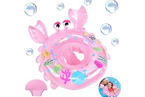 CYCFMYYLY Baby Swimming Float, Inflatable Ring, Swim Bath with Safety Seat and Handle Helps Learn to Kick & for the Age of 3-36 Months(Crab Pink)