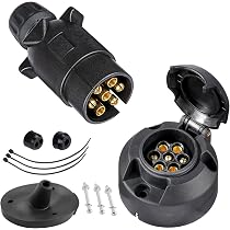 Prise Remorque 13 Broches 12V Étanche Mâle + Femelle SPARKMOTO – Norme ISO 11446, Kit Complet Avec Joints Et Couvercle