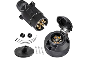 SPARKMOTO Enchufe Remolque 7 Pines Hembra y Enchufe Remolque 7 Pines Macho,Conector Enchufe de Remolque 7 Polos,12V Enchufe 7 Polos Remolque,con componentes de Montaje