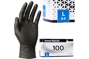 VIAWANT Einweghandschuhe 100 Stück | L | Nitrilhandschuhe Schwarz | Puderfreie, latexfreie Einmalhandschuhe | Reißfest & feinfühlig | EN 455 & EN 374 | Gr. XS, S, M, L, XL