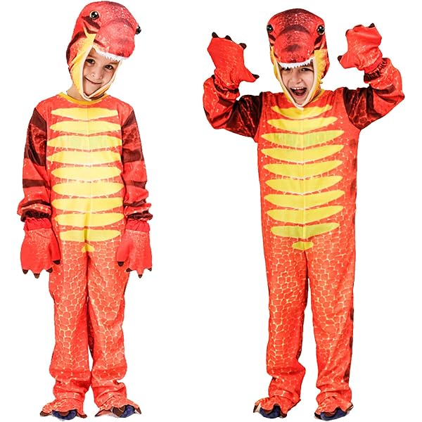 Spooktacular Creations Tuta Halloween Per Bambini: Dinosauro Verde Chiaro Con Cappuccio Per Cosplay