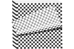 YUKIYI 50 Greaseproof Wrap Sheets - Checkered Food Wrapping Paper for Sweets, Cakes & Cheese - Waterproof, Sandwich Wrappers - 11x10