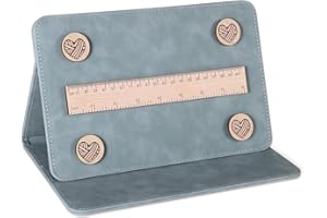 Sarini Support de Patron magnétique Pliable pour Grille de Tricot avec règle magnétique et aimants Ronds pour projets de Crochet et de Tricot Bleu 1 pièce