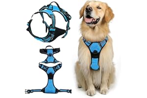 DKDDSSS Pettorina per Cani Taglia Media, Antifuga, Anti Tiro Riflettente, Imbracatura Traspirante per Addestramento e Corsa (Blu M)