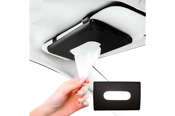Car Tissue Holder with Tissues Elegant PU Leather Tissue Paper Holder for Car Ideal for Family Tissue Holder for Car That Fits Perfectly on Sunvisor & Back Seat RIAvel- Black