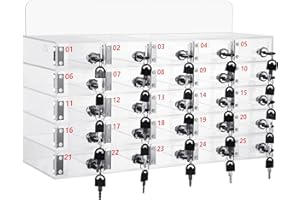 Threan Cell Phone Locker Box Clear Cell Phone Storage Acrylic Cell Phone Lock Box with Door Locks and Keys Wall Mounted Cell Phones Storage Cabinet for Office School Classroom Factory (25 Slots)