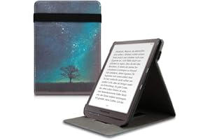 kwmobile Schutzhülle kompatibel mit Pocketbook InkPad 3/3 Pro/Color - Hülle e-Reader mit Schlaufe Ständer - - Galaxie Baum Wiese Blau Grau Schwarz