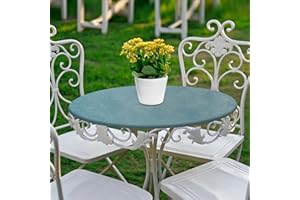MINGPINHUIUS Nappe ronde en vinyle à bords élastiques – Nappe en plastique imperméable et facile à nettoyer pour intérieur ou extérieur, terrasse, motif plante (vert foncé, 90 cm de diamètre)