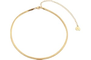 Happiness Boutique Collana Choker a Spina di Pesce in Color Oro | Delicata Collana Acciaio Inossidabile